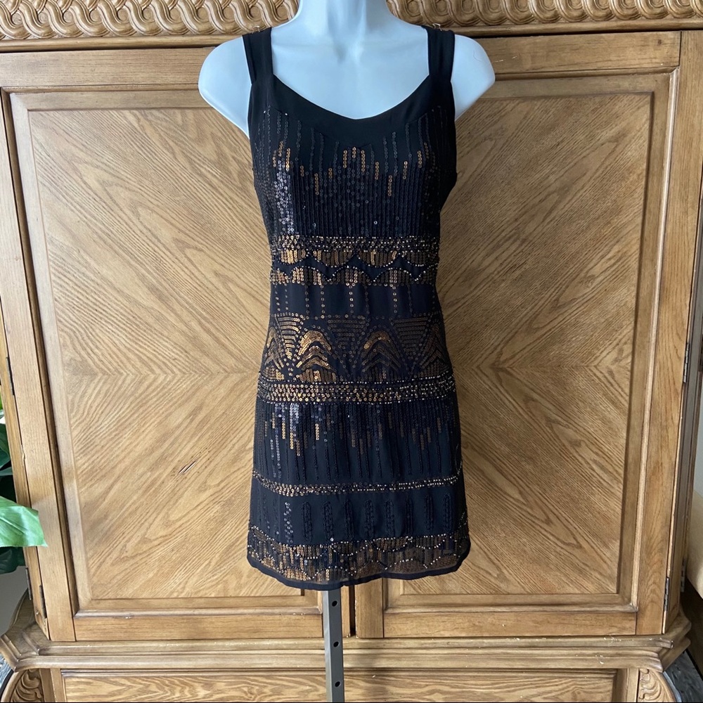 Forever 21 black chiffon sequin beaded sundress